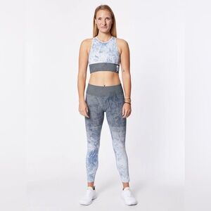 LULULEMON EBB TO TRAIN TIGHT LEGGINGS WASH TIE DYE MARBLE STRIPES NAVY BLUE NWT